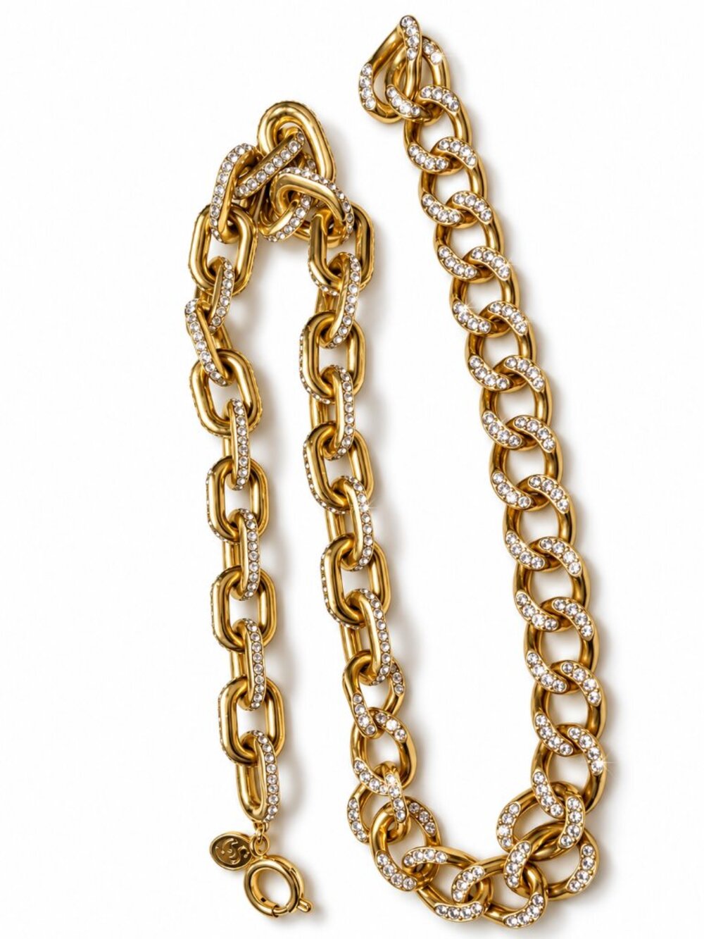 Swarovski Gold-Tone Pavé Crystal Chain-Link Necklace — NW